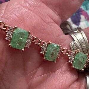 Bomb party necklace 5 stone quartz green rose gold 15”